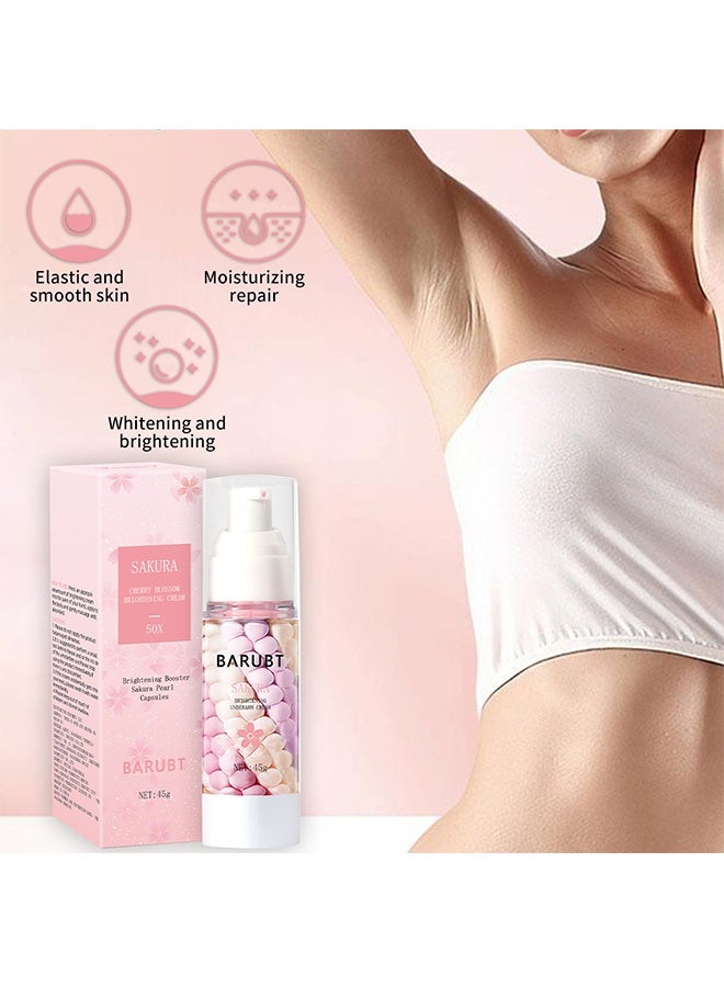 BARUBT Sakura Cherry Blossom Brightening Cream -Gluta Brightening Underarm Cream, Brightening Booster Sakura Pearl Capsules, Sakura Gluta Brightening Underarm Cream 45g - Image 2