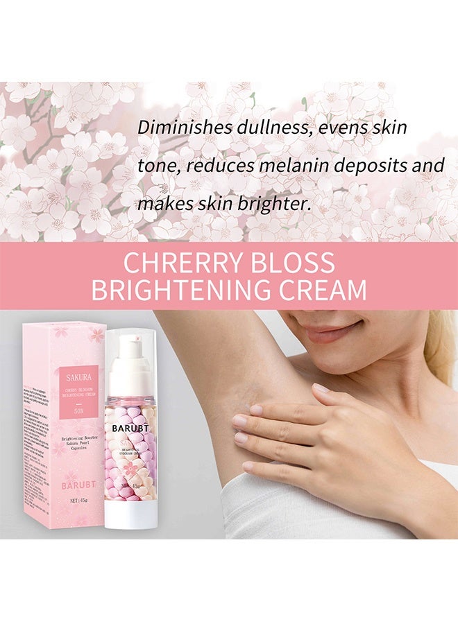 BARUBT Sakura Cherry Blossom Brightening Cream -Gluta Brightening Underarm Cream, Brightening Booster Sakura Pearl Capsules, Sakura Gluta Brightening Underarm Cream 45g - Image 3