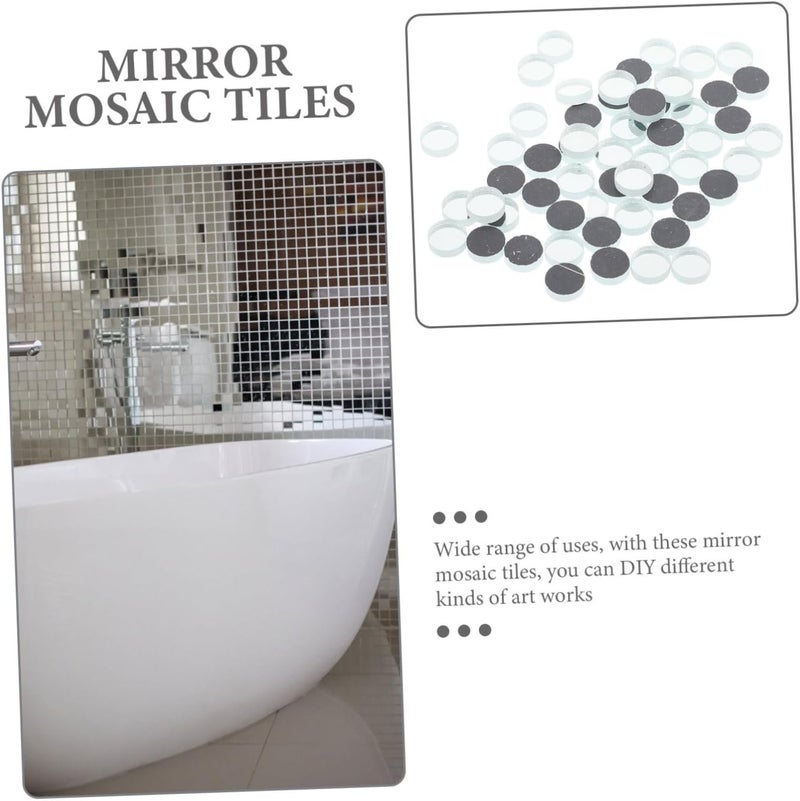 LALAFINA Art Craft Project Glass Mirror Tiles Round Mirror Tiles Mosaic for Wall Decor - Image 2