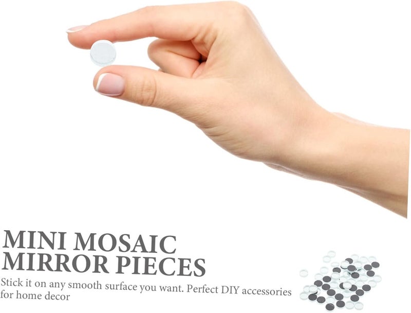 LALAFINA Art Craft Project Glass Mirror Tiles Round Mirror Tiles Mosaic for Wall Decor - Image 3