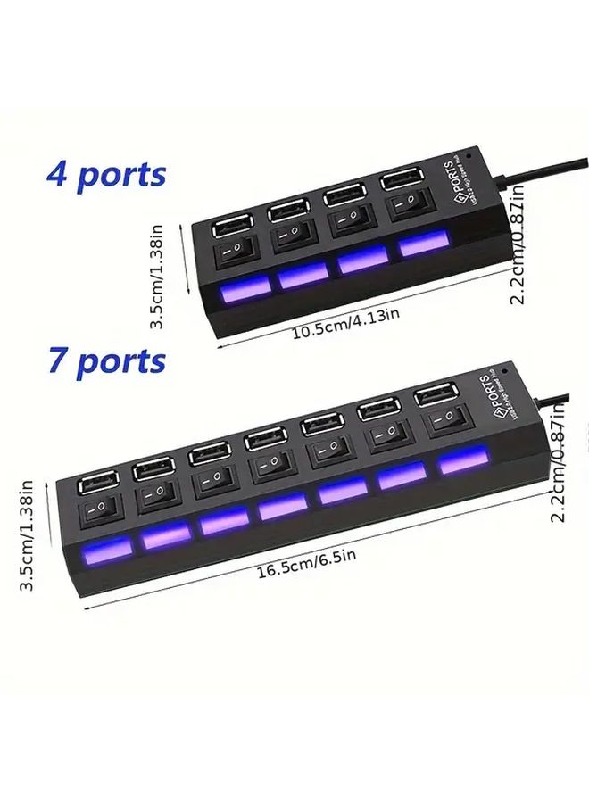 7 Port USB 2.0 Hub White with On Off Switch Led Indicator Fast Charging - Image 3