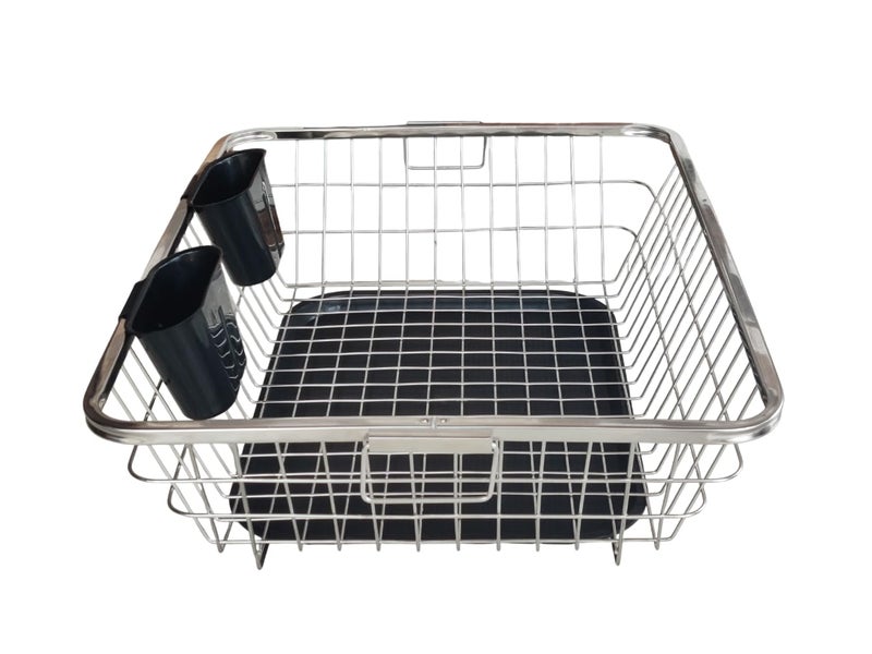 BIRDWING BIG SIZE Stainless Steel Dish Drainer Tray Basket (64x47x23) Stainless Steel Dish Drainer Rack with Drip Tray/Utensil Drying Stand for Kitchen/Bartan Stand - Image 1
