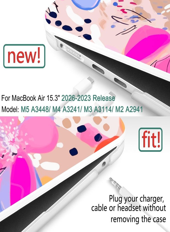 DONGKE Compatible with M4 MacBook Air 15 inch Case 2025 2024 2023 A3241 A3114 A2941 M3 M2 Liquid Retina Display Touch ID, Plastic Hard Case & Keyboard Skin & Screen Protector - Floral Artistic - Image 2