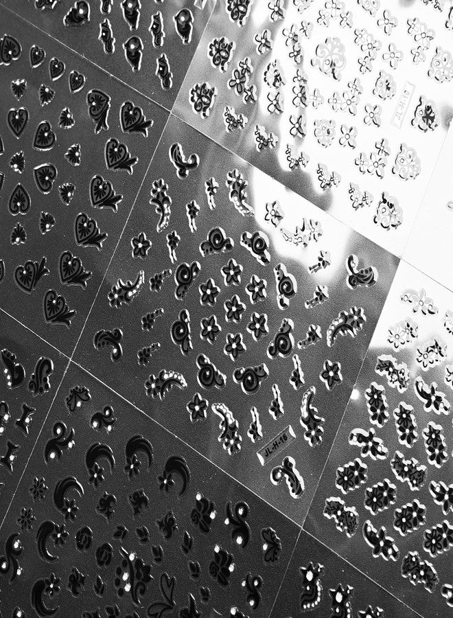 Lifextol 30 Sheets Flower Nail Stickers Charms for Fake Nail Design, Flower Stickers Decals for Press Nails Decor, Black Fingernail Sticker Nails Art Supplies, Kids Self-Adhesive Gel Sticker - Image 3