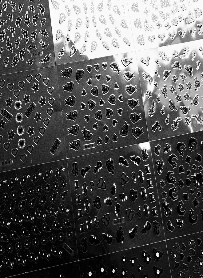 Lifextol 30 Sheets Flower Nail Stickers Charms for Fake Nail Design, Flower Stickers Decals for Press Nails Decor, Black Fingernail Sticker Nails Art Supplies, Kids Self-Adhesive Gel Sticker - Image 2