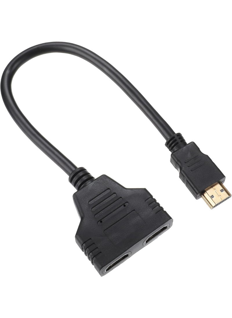 كابل محول HDMI 1 إلى 2 - منفذ ذكر واحد إلى منفذين أنثى - جودة عرض 1080 بكسل - اتصال مثالي لتوصيل جهاز واحد بشاشتين - متوافق مع أجهزة التلفزيون وأجهزة الألعاب وشاشات الكمبيوتر وأقراص DVD - تصميم خفيف الوزن وسهل الاستخدام بدون الحاجة إلى طاقة إضافية