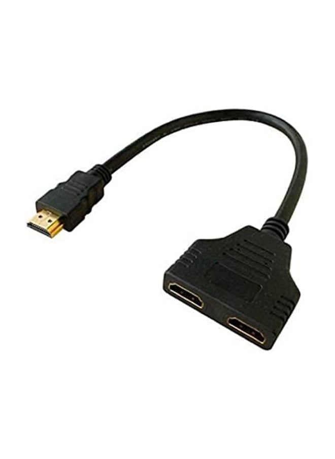 كابل محول HDMI 1 إلى 2 - منفذ ذكر واحد إلى منفذين أنثى - جودة عرض 1080 بكسل - اتصال مثالي لتوصيل جهاز واحد بشاشتين - متوافق مع أجهزة التلفزيون وأجهزة الألعاب وشاشات الكمبيوتر وأقراص DVD - تصميم خفيف الوزن وسهل الاستخدام بدون الحاجة إلى طاقة إضافية