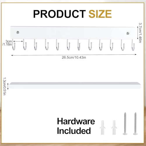 Dntorx Hanging Jewelry Organizer, 2 Pack Necklace Holder for Wall Wooden White Necklace Organizer Hangers Wall Mount with 24 Hooks Jewelry Display Hangers for Necklaces, Bracelets, Earrings, Keys - Image 3
