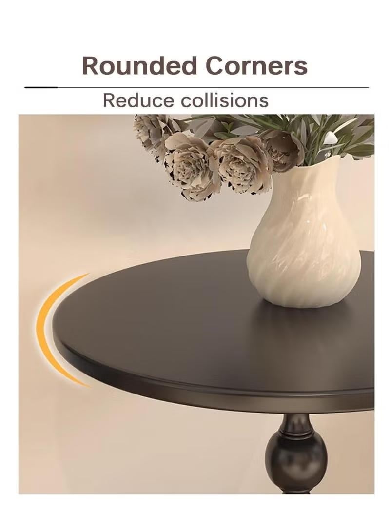 طاولة قهوة مستديرة, غرفة المعيشة المنزل طاولة جانبية صغيرة, الزاوية الحديدية الحديدية الحديدية الحديدية في الهواء الطلق طاولة خدمة مستديرة,e طاولة قهوة في الهواء الطلق المقاومة للصدأ, الأسود 40x40x52 - Image 5