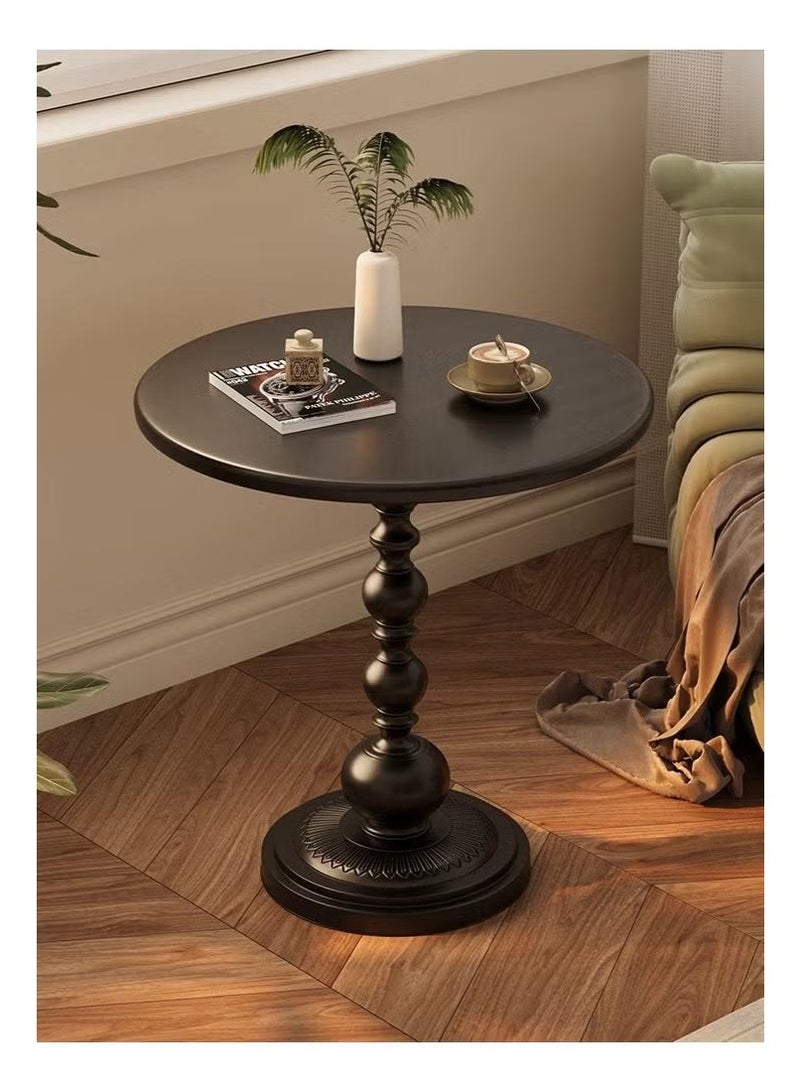 طاولة قهوة مستديرة, غرفة المعيشة المنزل طاولة جانبية صغيرة, الزاوية الحديدية الحديدية الحديدية الحديدية في الهواء الطلق طاولة خدمة مستديرة,e طاولة قهوة في الهواء الطلق المقاومة للصدأ, الأسود 40x40x52 - Image 2