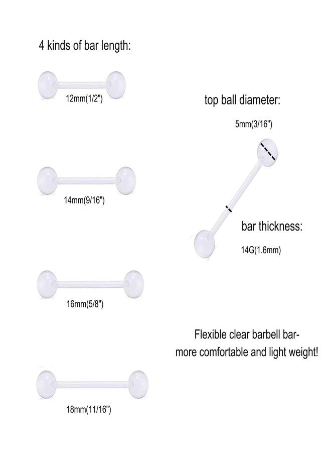 FECTAS Plastic Nipple Rings Tongue Piercing Retainer Barbell 14g for Women Surgery 12/14/16/18mm - Image 2