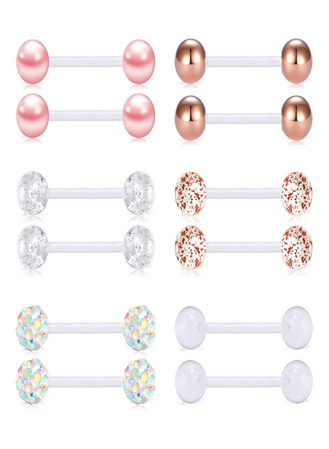 FECTAS Plastic Nipple Rings Tongue Piercing Retainer Barbell 14g for Women Surgery 12/14/16/18mm - Image 1