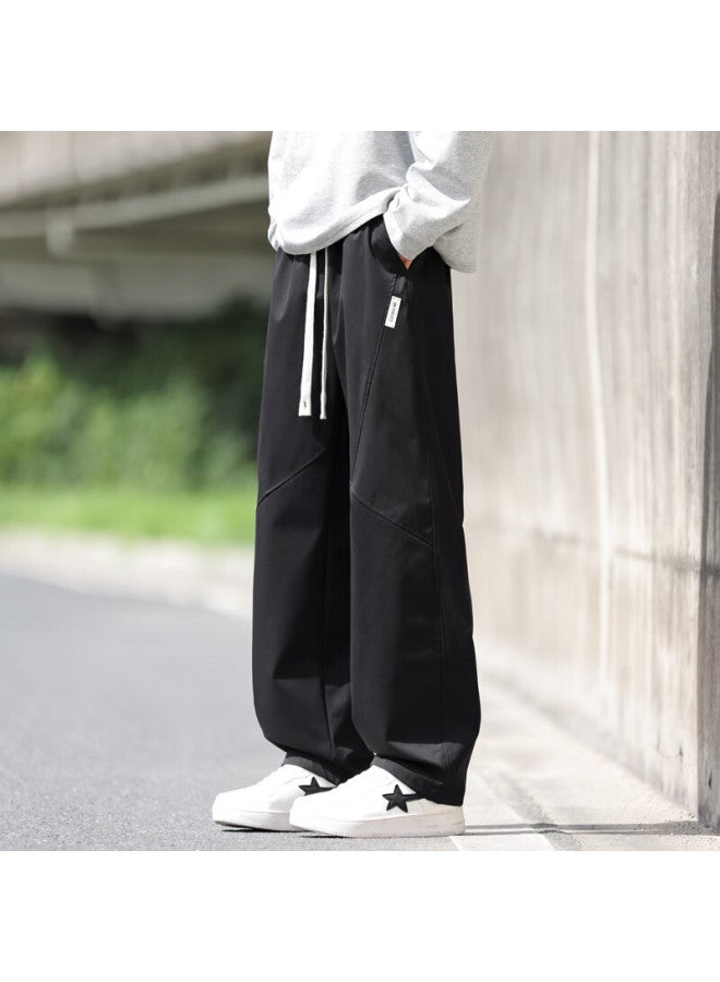 Swamp Area Men's Casual Pants Spring Autumn Trendy Loose Straight-leg Wide-leg Trousers Ks642 Black M - Image 2