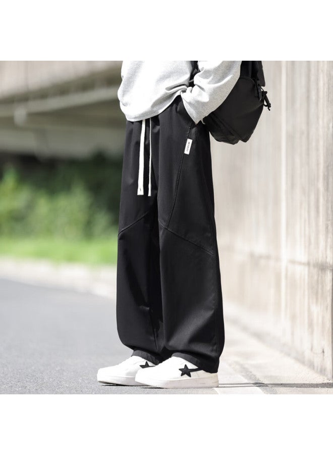 Swamp Area Men's Casual Pants Spring Autumn Trendy Loose Straight-leg Wide-leg Trousers Ks642 Black M - Image 5