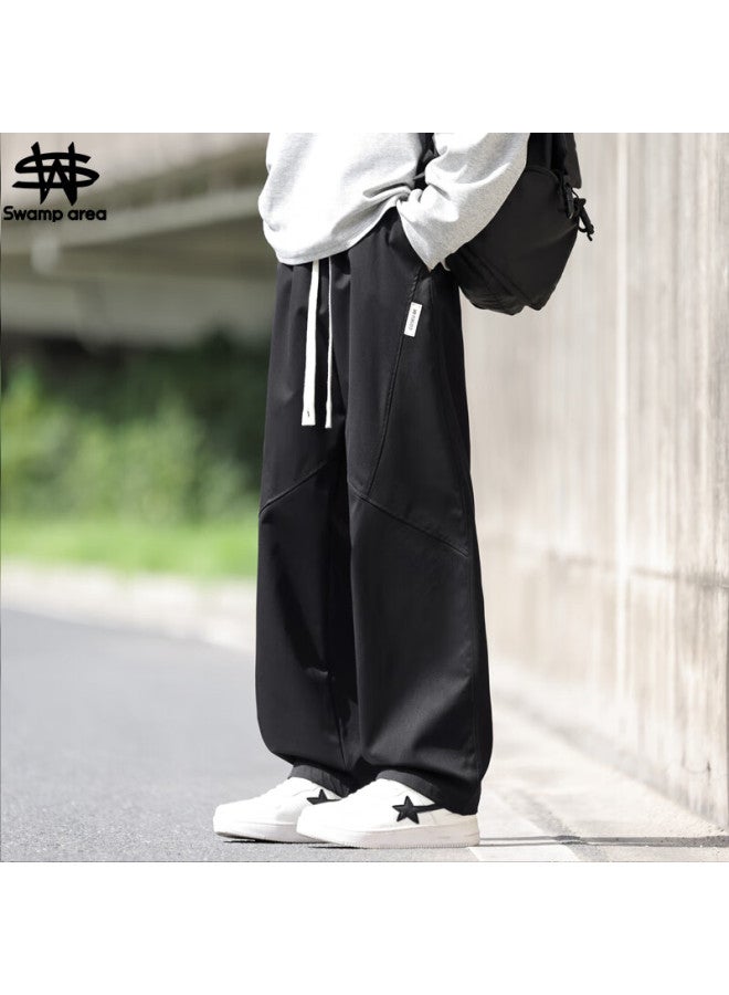Swamp Area Men's Casual Pants Spring Autumn Trendy Loose Straight-leg Wide-leg Trousers Ks642 Black M - Image 1