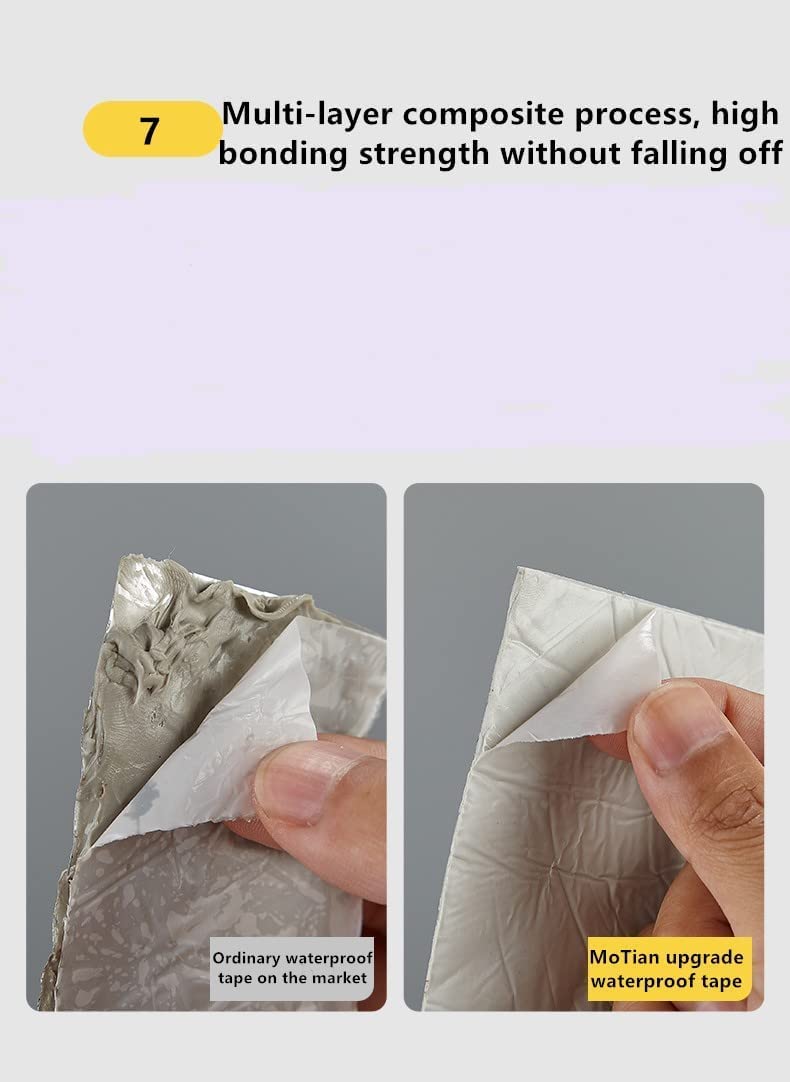 VOOY Leakage Solution Aluminium Foil Tape Waterproof Adhesive Tape Sealing Butyl Rubber Tape for Surface Crack, Pipe (5 Cm x 5 Meter) (Silver)(PAKE OF-1) - Image 2