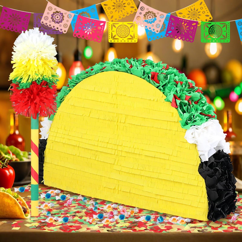 Pardecor 27" Large Taco PiÃ±ata for Birthday Party Decoration â€“ Vibrant Cinco de Mayo, Taco Bout a Party, Mexican Theme Bash Taco Tuesday - Image 2