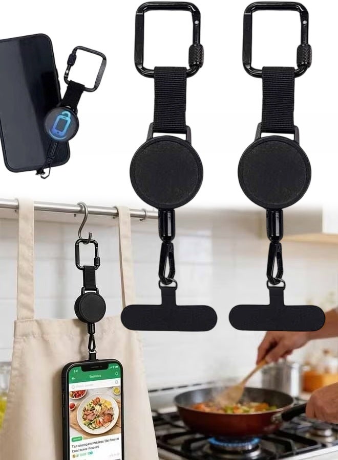 2PCS Extendable Chain Lanyard, Anti-theft Phone Tether, Anti-Drop Retractable Phone Holder Clip For Travel Hiking - Image 1