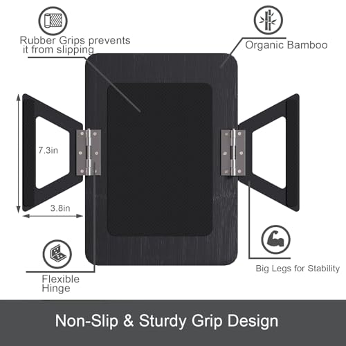 Danfoxer Couch Arm Tray,Bamboo Folding Sofa Tray,Sofa Armrest Trays Clip-On Couch Desk for Drinks,Snacks,Phone,Remote Control（Black） - Image 5
