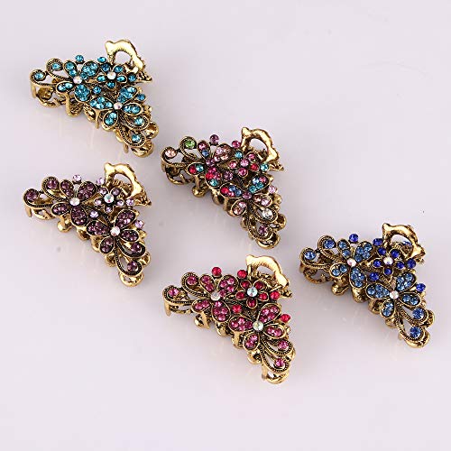 CROWN GUIDE Vintage Rhinestone Hair Claw Crystal Jaw Clips,Metal Alloy Fancy Hair Barrette Decorative Flowers Hair Clasps Accessories for Women Thick Hair Purple - Image 5