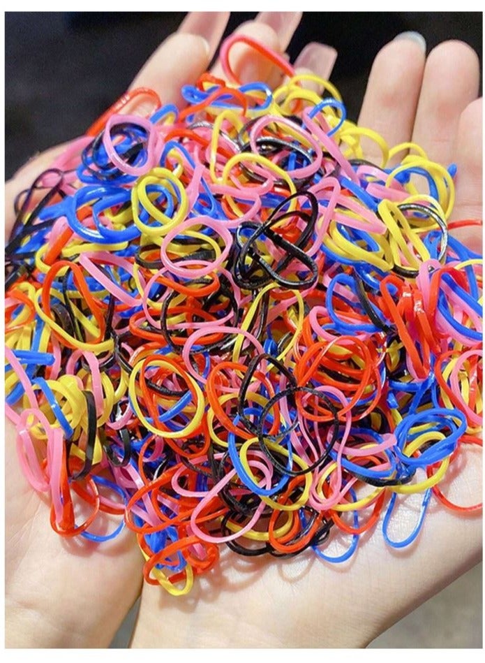 1000pcs Multicolour Mini Disposable Elastic Hair Ties With 1.2 cm Diameter, Suitable For Daily Hair Styling Ponytail Kids girl Hair - Image 1