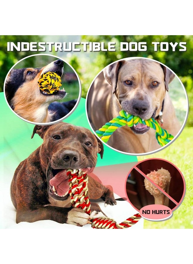 بت لعبة مضغ حبل قطني من مجموعة Pet Combo - لعبة مضغ للكلاب مصنوعة من القطن على شكل كرة تنس مزدوجة للعب وتنظيف الأسنان والتدريب (اللون حسب التنوع، عبوة من 7 قطع) - Image 3