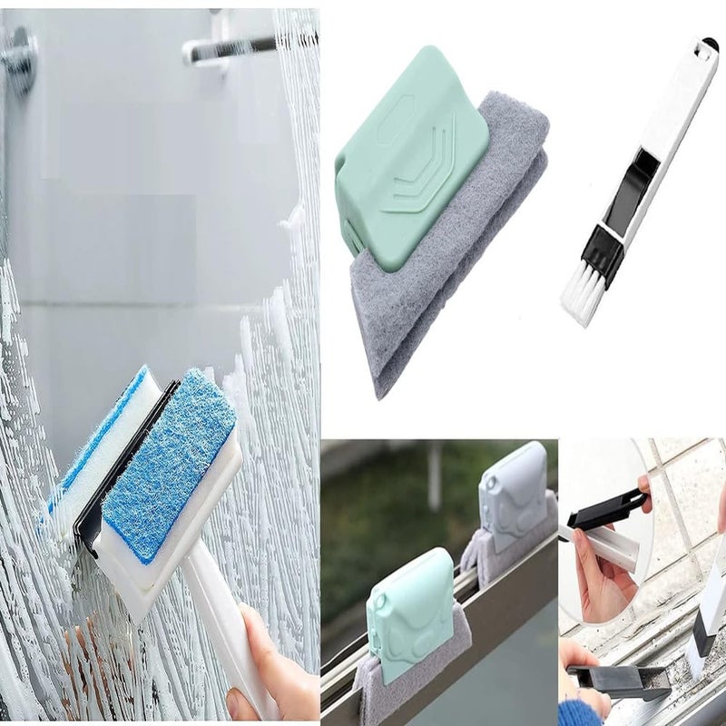YOPRAM YOPRAM Combo OfGlass Cleaning Tools 2 in 1 Glass Wiper Cleaning Brush Window Groove Frame Cleaning Brush Dust Cleaning Brush for Window Slot Keyboard with Mini Dustpan Door Track Pack of 3