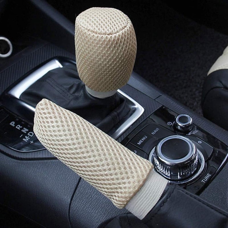 cheekyglo Car Hndrke Cover, Universal Ger Shift Cover Car Interior Protector ccessories nti-Slip Hndrke Ger Shift Protector Cover for Car SUV Truck,eige-Beige - Image 5