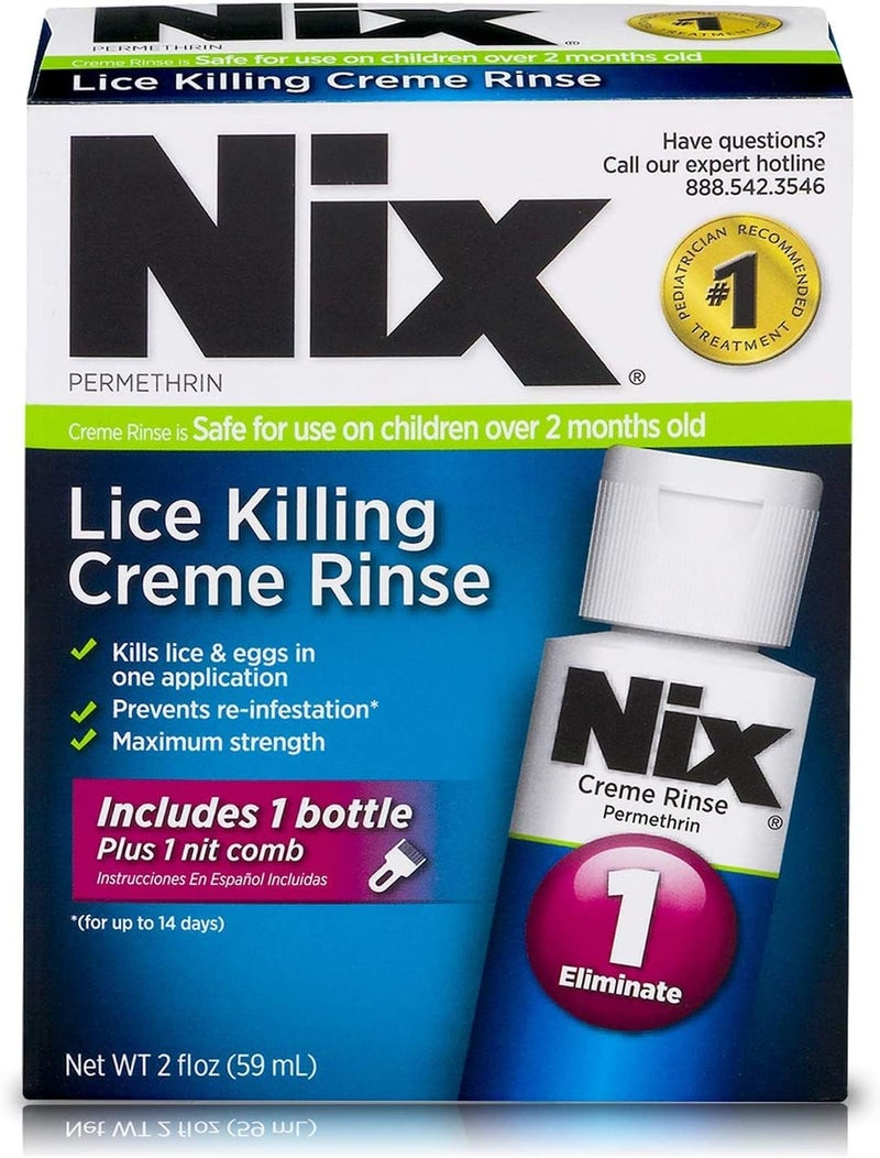 NIX Lice Treatment Creme Rinse and Nit Removal Comb, 2 oz (Pack of 3) - Image 1
