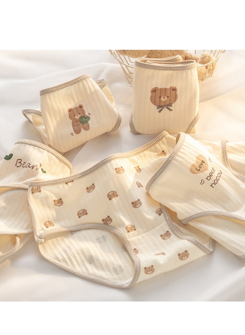 مجموعة من 5 ملابس داخلية قطنية أنيقة بخصر متوسط، ملابس داخلية مريحة وجيدة التهوية للفتيات - Image 1