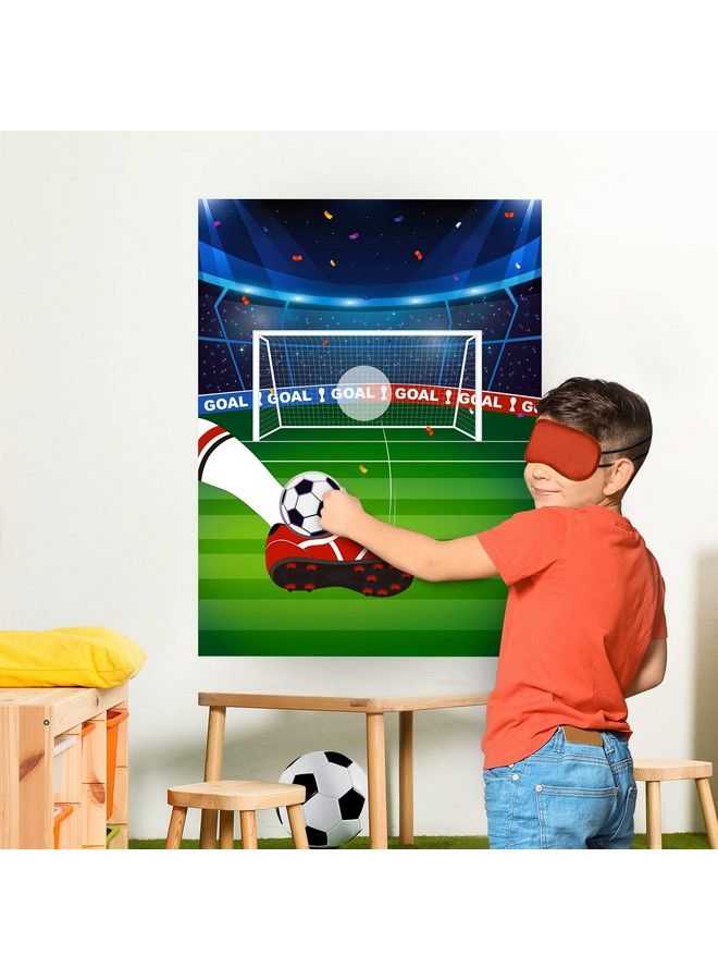 Wernnsai دبوس كرة القدم على الهدف ألعاب عيد الميلاد للأطفال 21 × 28" زينة حفلات كرة القدم مستلزمات ملصق كرة القدم مع 24 قطعة ملصقات كرات القدم للأولاد والبنات أنشطة حفلات كرة القدم في الفصل - Image 3