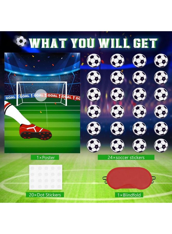 Wernnsai دبوس كرة القدم على الهدف ألعاب عيد الميلاد للأطفال 21 × 28" زينة حفلات كرة القدم مستلزمات ملصق كرة القدم مع 24 قطعة ملصقات كرات القدم للأولاد والبنات أنشطة حفلات كرة القدم في الفصل - Image 5