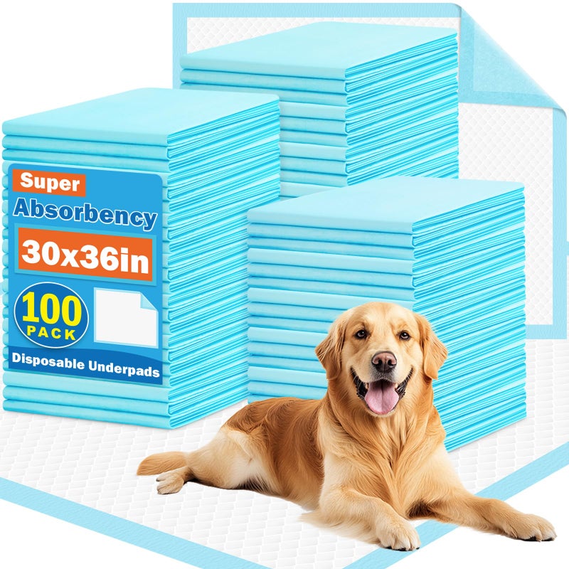 VISRIE 100 Pack 30x36 Extra Large Dog Pee Pads - Super Absorbent u0026 Leak-Proof Disposable Puppy Training Pads, Quick-Dry 5-Layer XL Potty Piddle Pads for Housebreaking u0026 Crates - Image 1