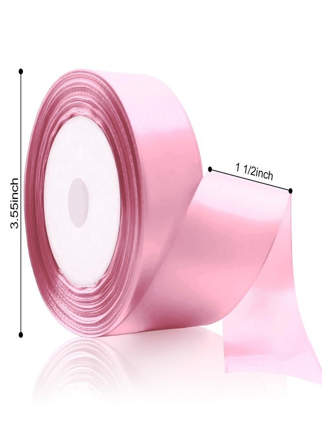 Flezoo 25 Yards Pink Satin Ribbon 1 1/2inch, Single Face Polyester Silk Fabric Hair String Ribbon for Craft, Flower Bouquets, Gift Wrapping, Wedding, Bow Making and Valentines Decoration - Image 3