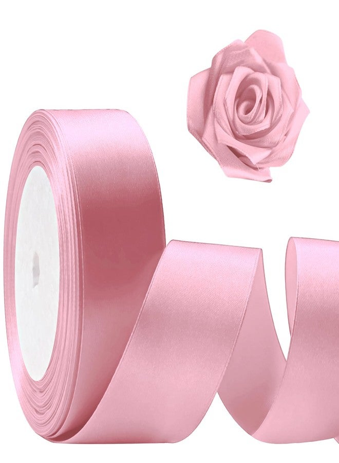 Flezoo 25 Yards Pink Satin Ribbon 1 1/2inch, Single Face Polyester Silk Fabric Hair String Ribbon for Craft, Flower Bouquets, Gift Wrapping, Wedding, Bow Making and Valentines Decoration - Image 1