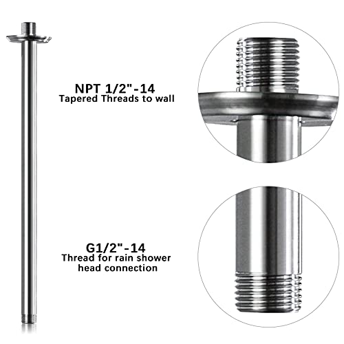 Anpean 16 Inch Shower Arm and Flange Brushed Nickel, Ceiling Mounted Shower Arm for Rain Shower Head - Image 4