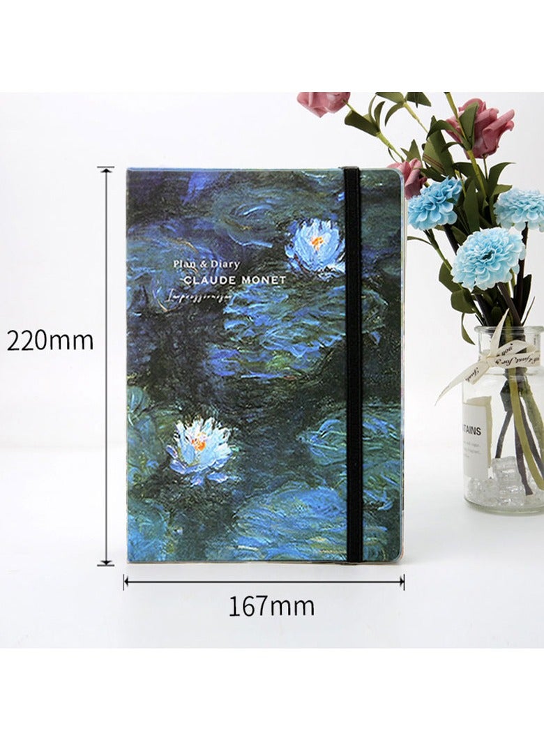 CMGTYYD Monet's Flower Notebook Diary Notebook A5 Vintage Planner Memo Notebook Weekly Planner With Stickers - Image 5
