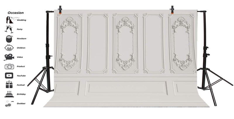 Leyiyi 12x8ft Vintage Room Inside Backdrop European Frame Modern House French Castle Cementery Wall Retro Style Photo Background Cowboy Kids Birthday Portrait Studio Prop Vinyl Wallpaper - Image 3