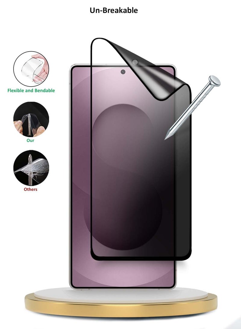 Wtech Samsung Galaxy S25 Edge 5G 2025 Premium Nano Ceramic Privacy Full Glue Full Cover Matte Flexible Screen Protector (MSCNMP) - Clear/Black - Image 3