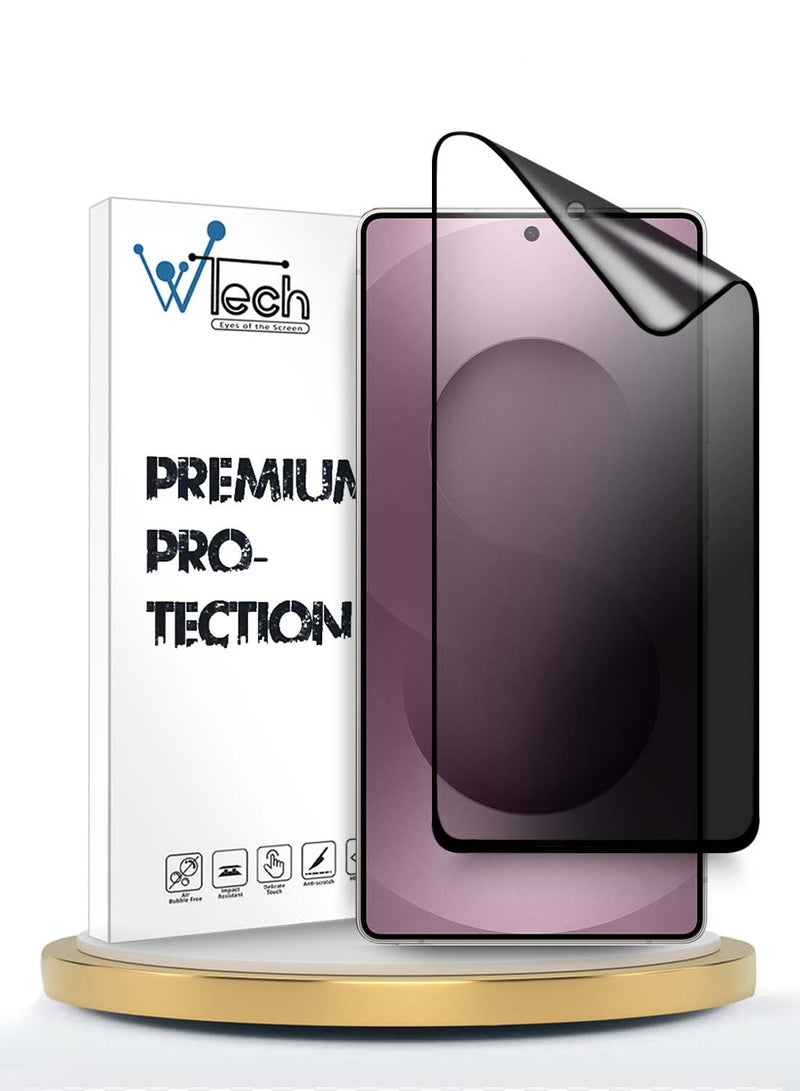 Wtech Samsung Galaxy S25 Edge 5G 2025 Premium Nano Ceramic Privacy Full Glue Full Cover Matte Flexible Screen Protector (MSCNMP) - Clear/Black - Image 1