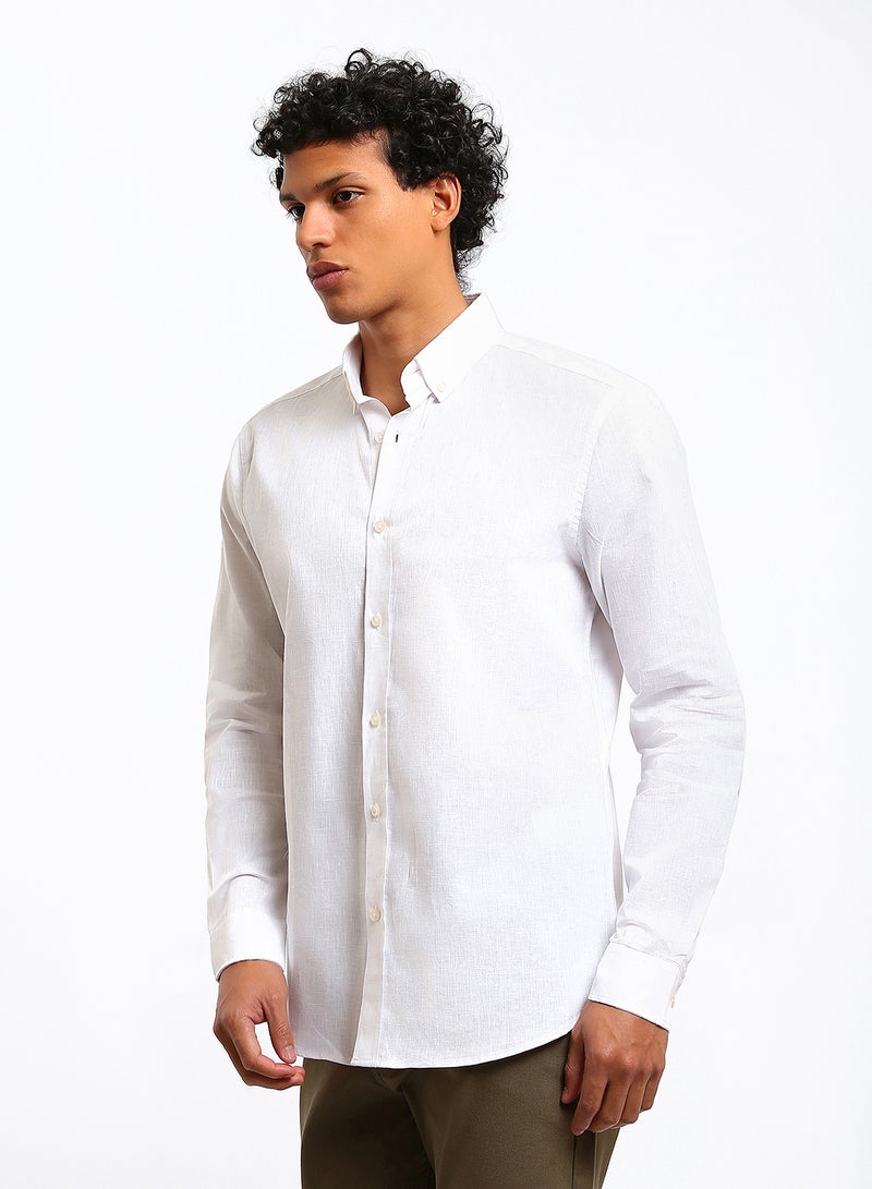 LC WAIKIKI Regular Fit Long Sleeve Linen Blend Men's Shirt - Image 4