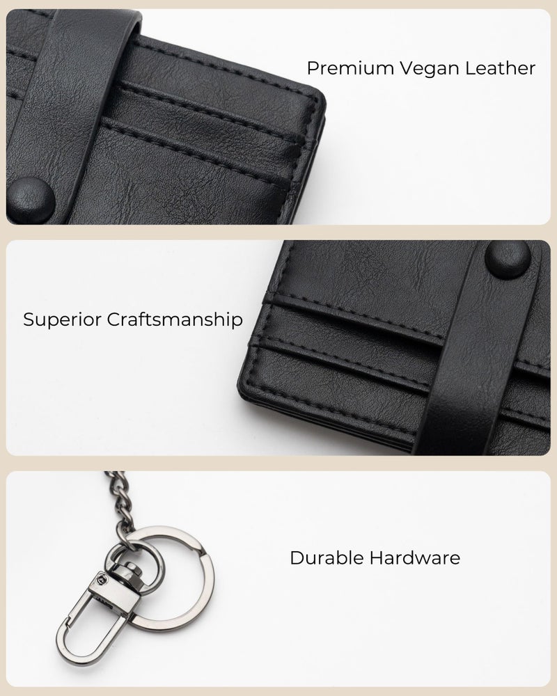 Alldaily Slim Keychain Wallet for Women, RFID Blocking Small Bifold Travel Credit Card Holder (Black) - Image 5