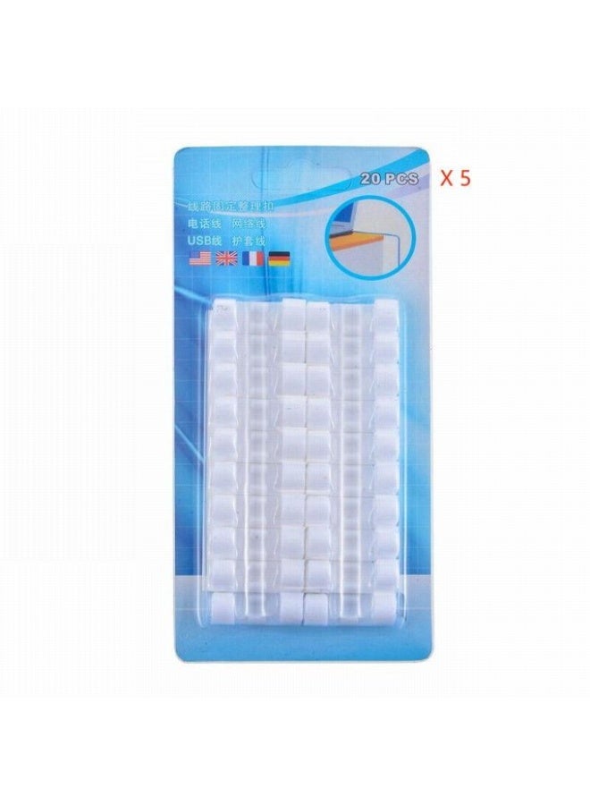 erorex 20Pcs Wire Cable Clips Organizer Cord Management Self Adhesive Cable Clamps Cord Holder for Phone Line USB Cable Network Cable Ethernet Wire Management Desk Wall Home Office - Image 1