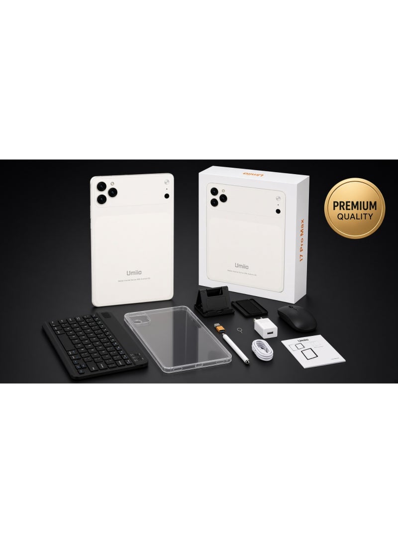 Umiio 17 Pro Max 10.1 Inch Android 15 Tablet, 16GB RAM, 1TB ROM, Dual SIM, White - Image 4