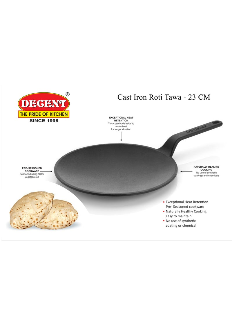 Decent Cast Iron Roti Tawa – Cast Iron Dosa Tawa & Chapati Tawa for Gas & Induction | Heavy Iron Tawa for Roti, Saj, Bread, Dosa & Paratha | Pre-Seasoned Iron Cast Cookware Pan| 23 cm - Image 4