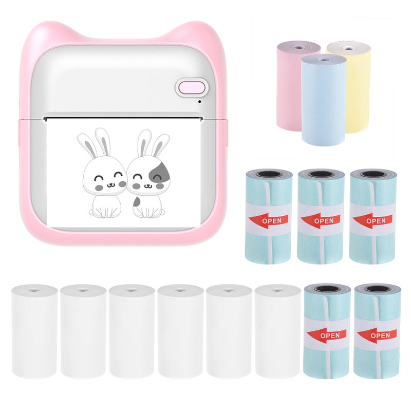 Mini Pocket Photo Printer Portable Thermal Printing Machine 203dpi Wireless BT Connection for Picture Lable DIY Handcraft List Meno Notes Journal Receipt Paper Instant Printer Sticker with 5 Rolls - Image 1