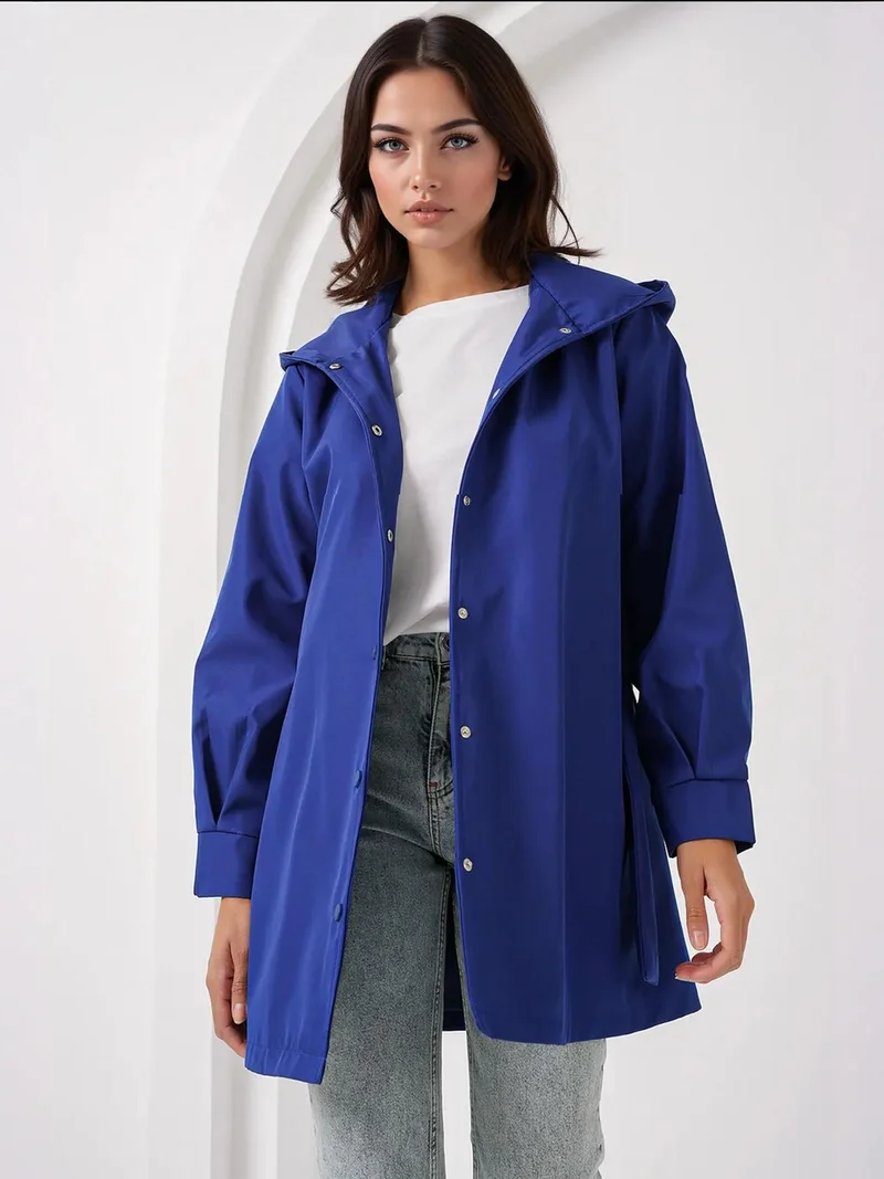 بيغ دارت معطف ترنش بقبعة بقصة مريحة وإغلاق بأزرار