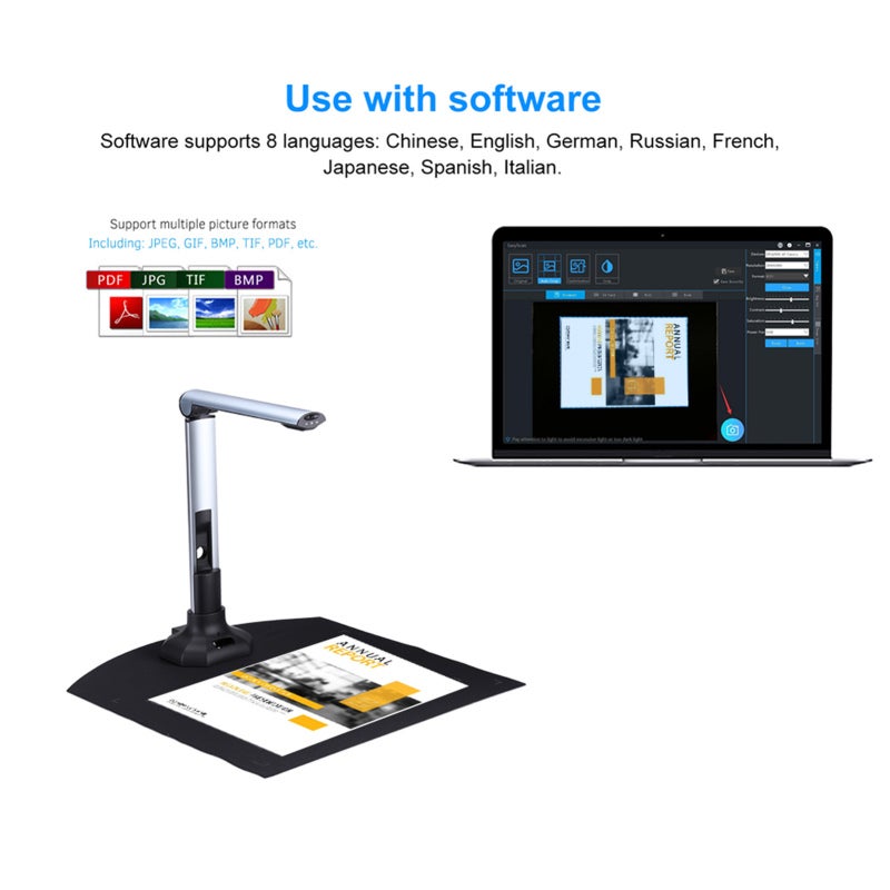 Document Camera 10 Megapixel HD Clear Imaging - 1-Second Scan Document Scanner for Office Classroom Library Bank Hospital - Image 4