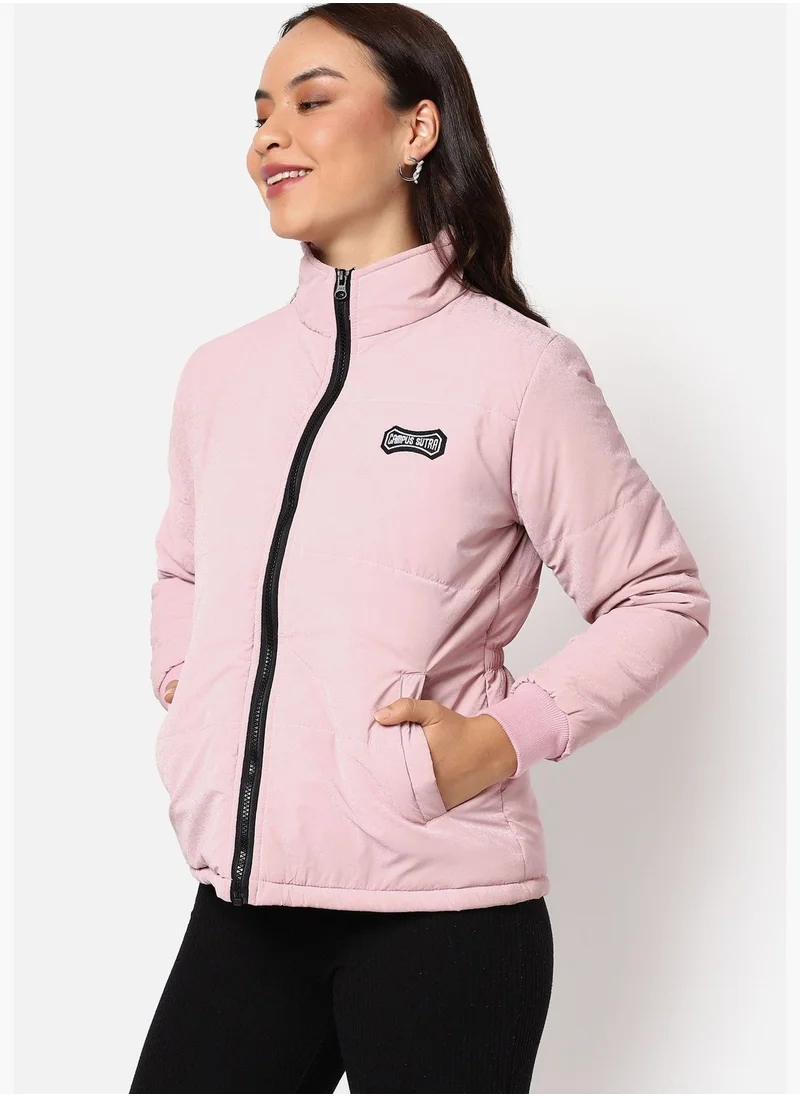 Campus Sutra High Neck Quilted Jacket