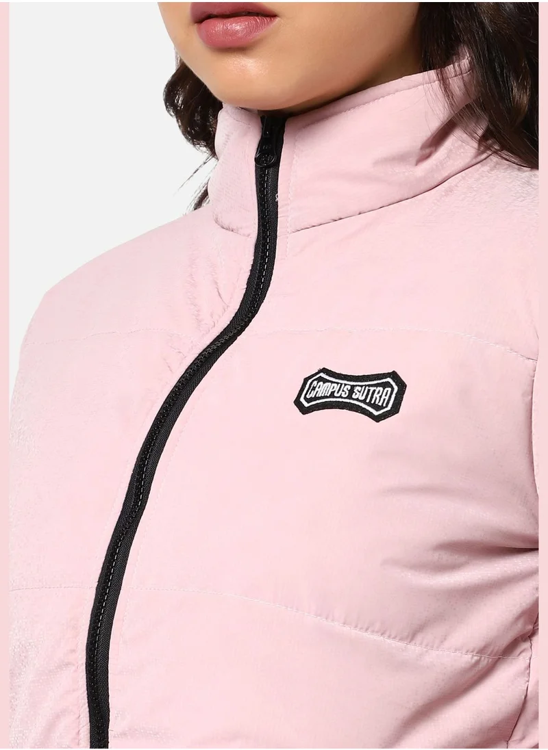 Campus Sutra High Neck Quilted Jacket